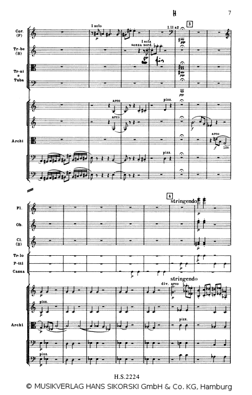 Schostakowitsch Symphonie Nr.1 H-Dur-Akkord Blechbläser vor Ziffer 3 - © MUSIKVERLAG HANS SIKORSKI GmbH & Co. KG, Hamburg - Abdruck mit frdl. Genehmigung